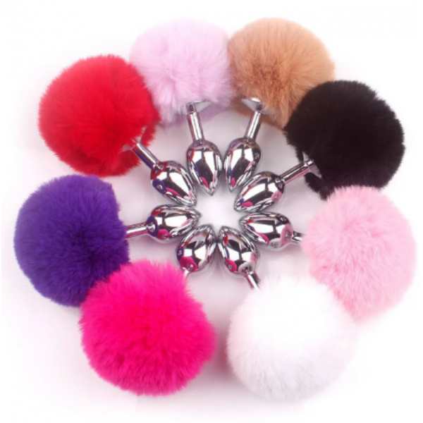 Tavşan kuyruklu Renkli Anal Plug farklı renklere sahip