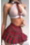 Seksi Ekose Etekli Büstiyerli Fantazi Lise Kostümü