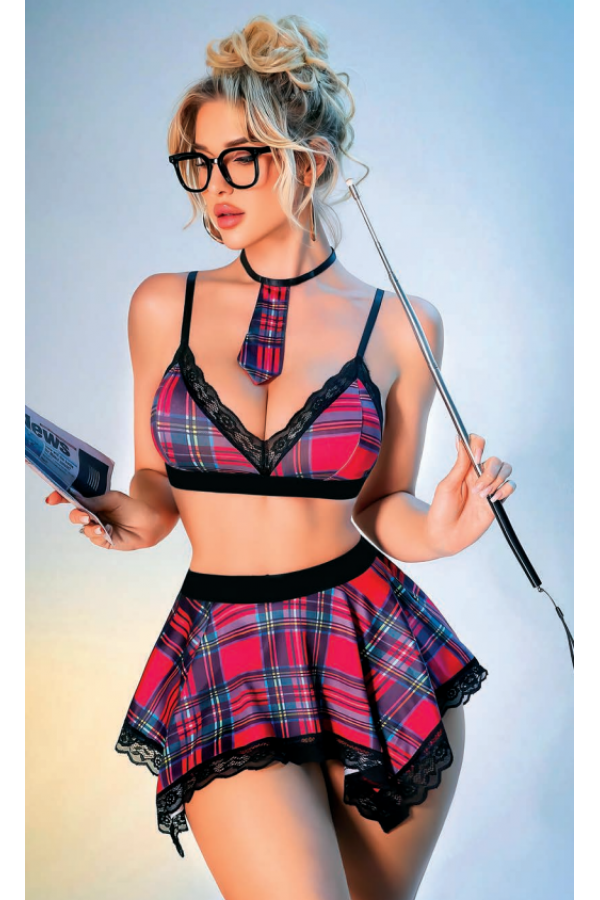 Serenk Sexshop Kırmızı  Liseli Kız Kostümü