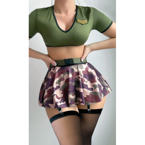 Serenk Sexshop Sex si Kamuflaj Etekli Kadın Erotik Kostüm