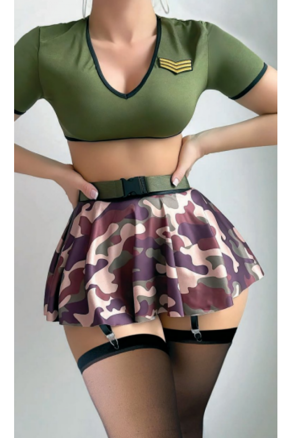 Serenk Sexshop Sex si Kamuflaj Etekli Kadın Erotik Kostüm