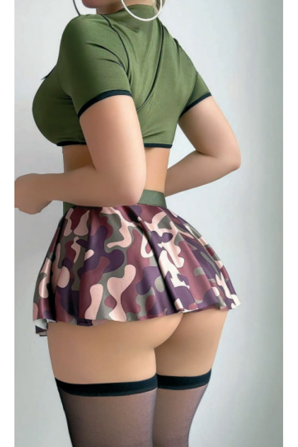 Serenk Sexshop Sex si Kamuflaj Etekli Kadın Erotik Kostüm