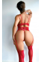 Serenk Sexshop Kırmızı Dantel Korseli Fantezi Jartiyer Takım