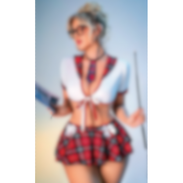 Serenk Sexshop Kırmızı Beyaz Liseli Kız Kostümü