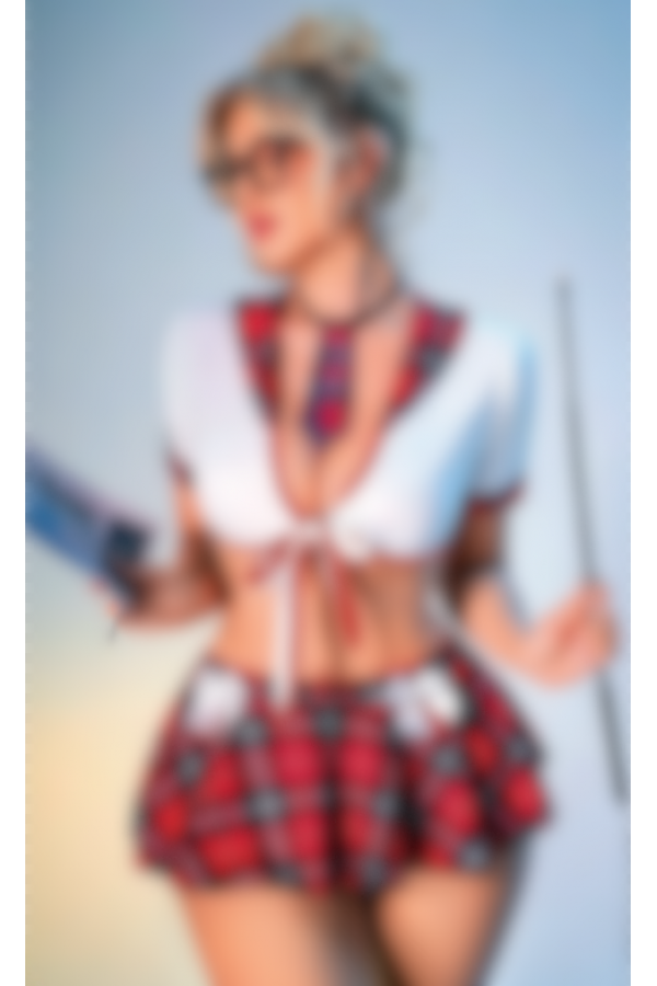 Serenk Sexshop Kırmızı Beyaz Liseli Kız Kostümü