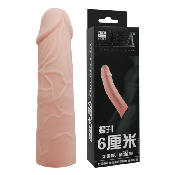 6cm Dolgulu Ekstra Uzun Penis Kılıfı Realistik Penis
