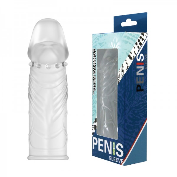Sleeve Damarlı Uzatmalı Şeffaf Silikon Penis Kılıfı