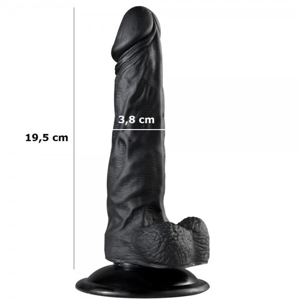 Serenk sexshop Siyah Realistik Vantuzlu Zenci Dildo Penis 19,5 cm 