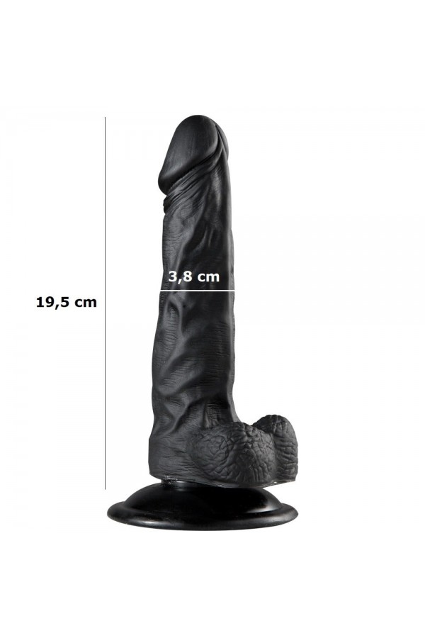 Serenk sexshop Siyah Realistik Vantuzlu Zenci Dildo Penis 19,5 cm 