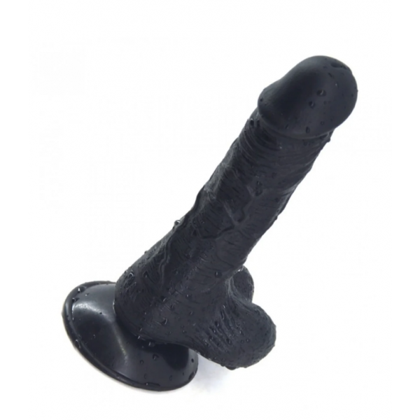 19 cm Süper Vakumlu Tabanlı Dildo Siyah