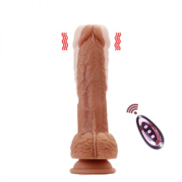 21 Cm Yumuşak Dokulu Titreşimli Oynar Başlı Ve Gidip Gelmeli Dildo