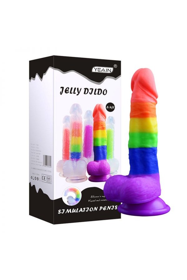 Gökkuşağı Renkli Damarlı 19.5 Cm Realistik Renkli Yapay Penis