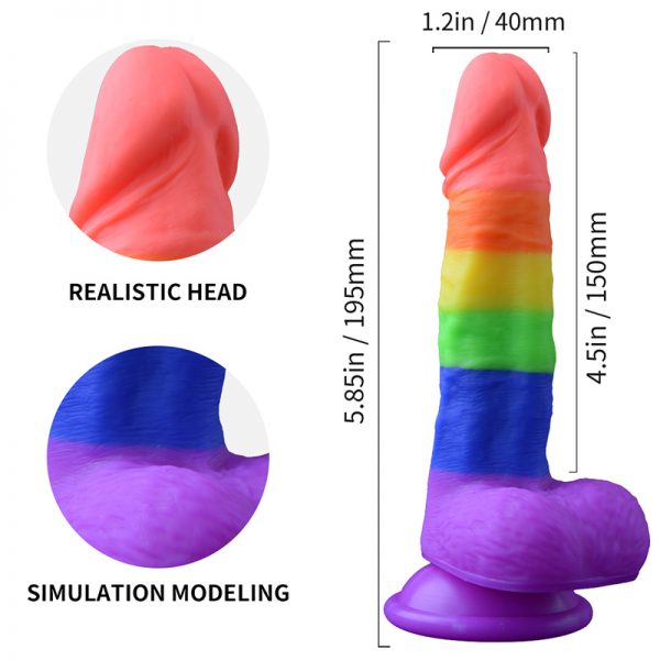 Gökkuşağı Renkli Damarlı 19.5 Cm Realistik Renkli Yapay Penis