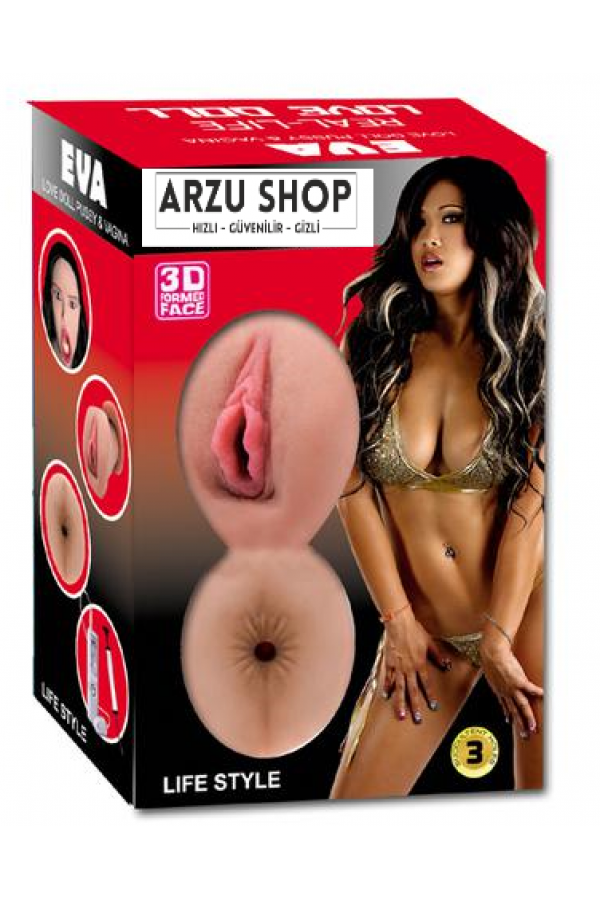 Siyah Saçlı ve Titreşimli Realistik Şişme Bebek Kadın