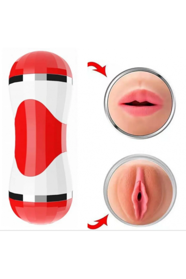 Çift Taraflı Fener Tipi Realistik Suni Vajinal ve Oral Mastürbatör