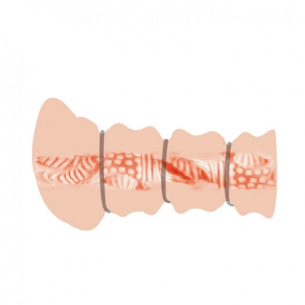 3 Yüzüklü 3D Cep Stroker Titreşimli Damarlı Mastürbatör