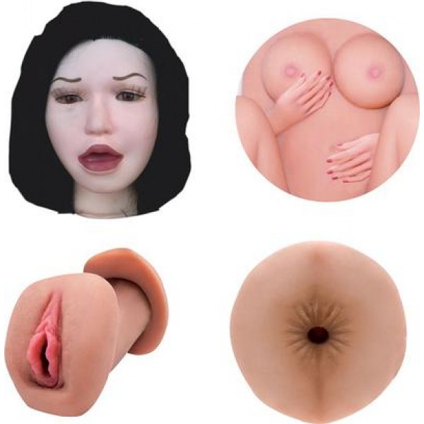 Siyah Saçlı  3 İşlevli Ses Özellikli ve Titreşimli Şişme Bebek