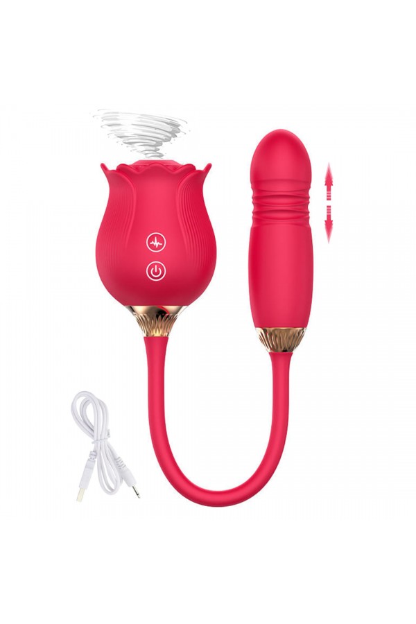 Kırmızı Kadınlar İçin 3’ü 1 Arada Geliştirilmiş Gül Seks Oyuncağı