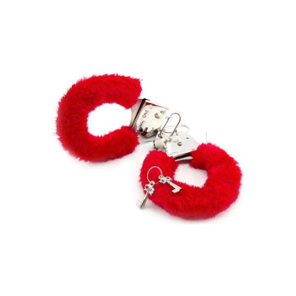  Fetiş Fantezi Kırmızı Peluşlu Metal Kelepçe