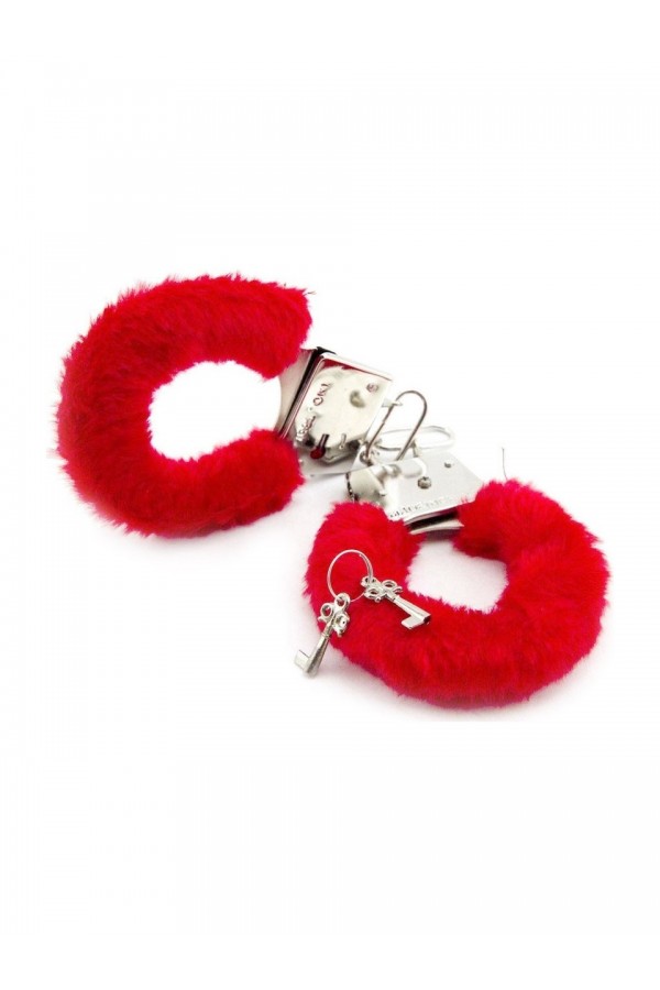  Fetiş Fantezi Kırmızı Peluşlu Metal Kelepçe
