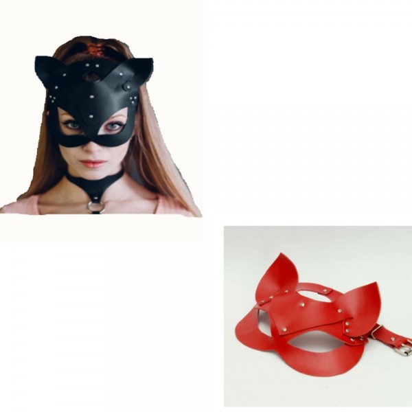 Deri Siyah Kedi Kız Sexsi Maske Fetis Shop