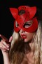 Deri Kırmızı Kedi Kız Sexsi Maske Fetis Shop