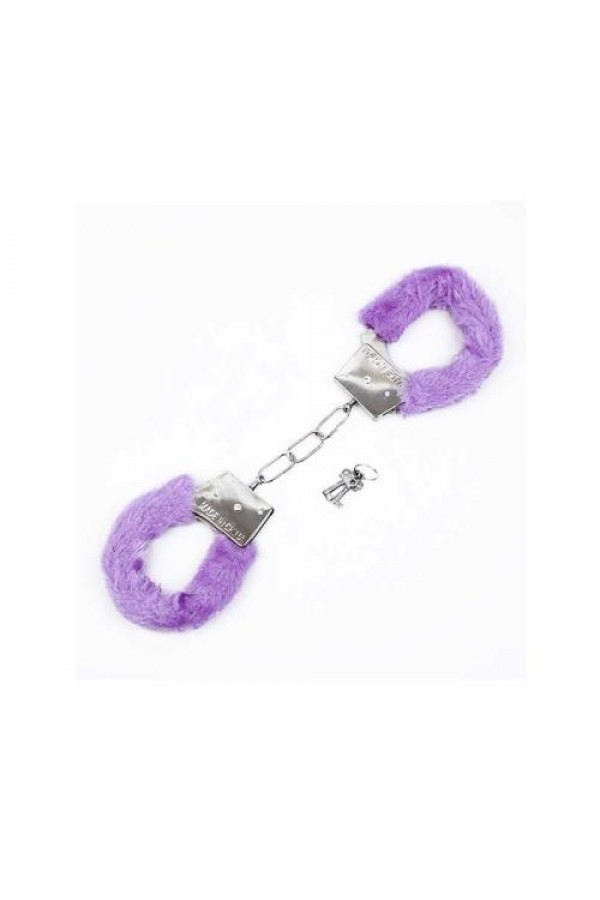 Fetiş Fantezi Mor Peluşlu Metal Kelepçe