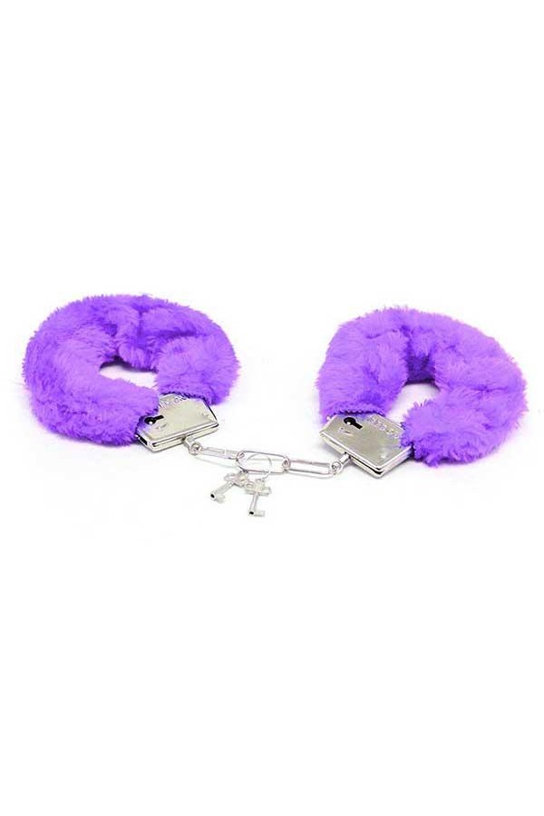 Fetiş Fantezi Mor Peluşlu Metal Kelepçe