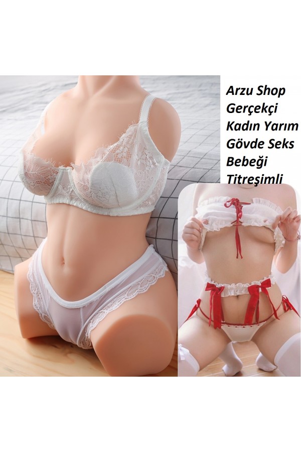 Gerçekçi Kadın Damarlı Yarım Gövde Usb Şarlı Sesli Titreşimli Kulaklıklı